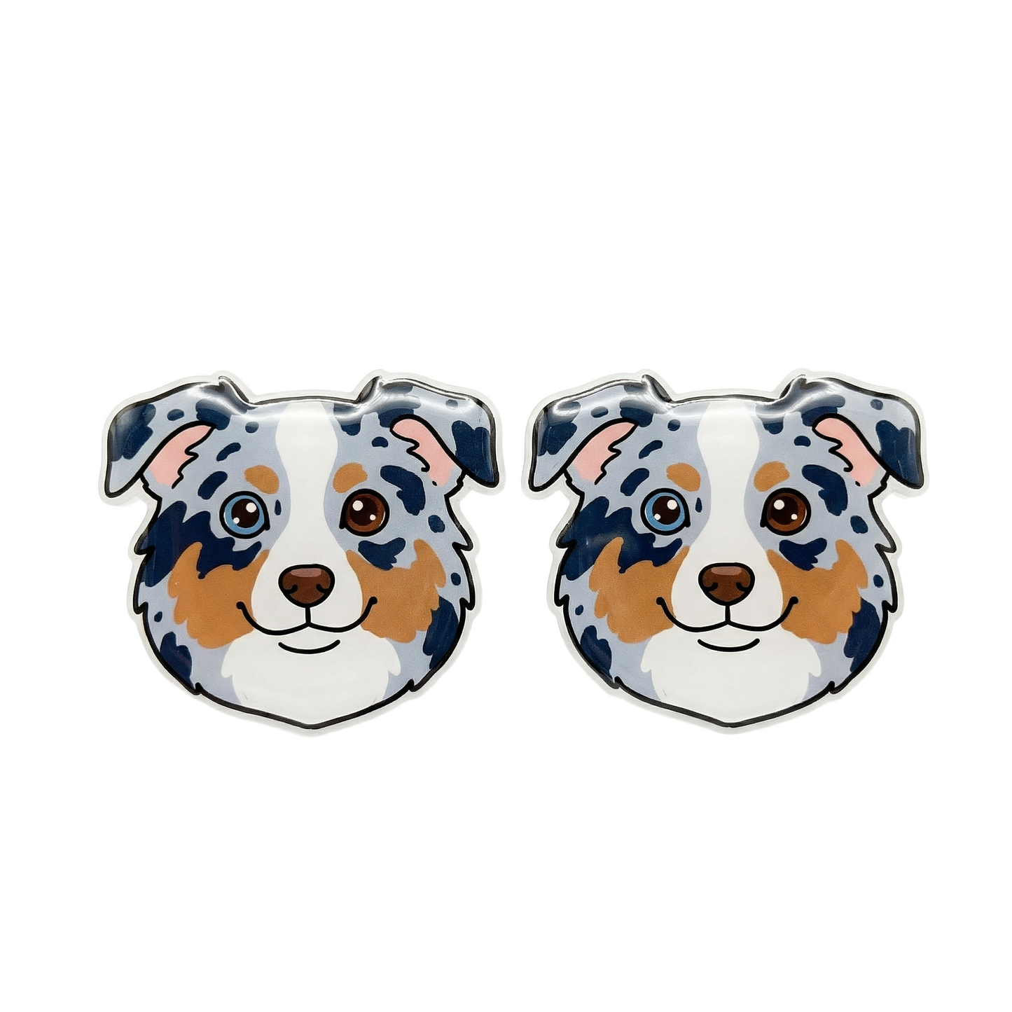 australian shepherd blue merle stud earrings with hypoallergenic titanium posts - nickel-free for sensitive ears, cute gift