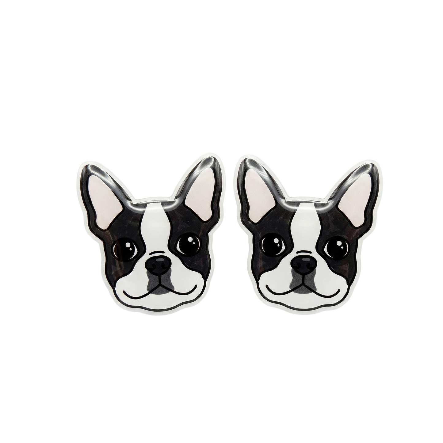 black & white boston terrier stud earrings with hypoallergenic titanium posts - nickel-free for sensitive ears, cute gift