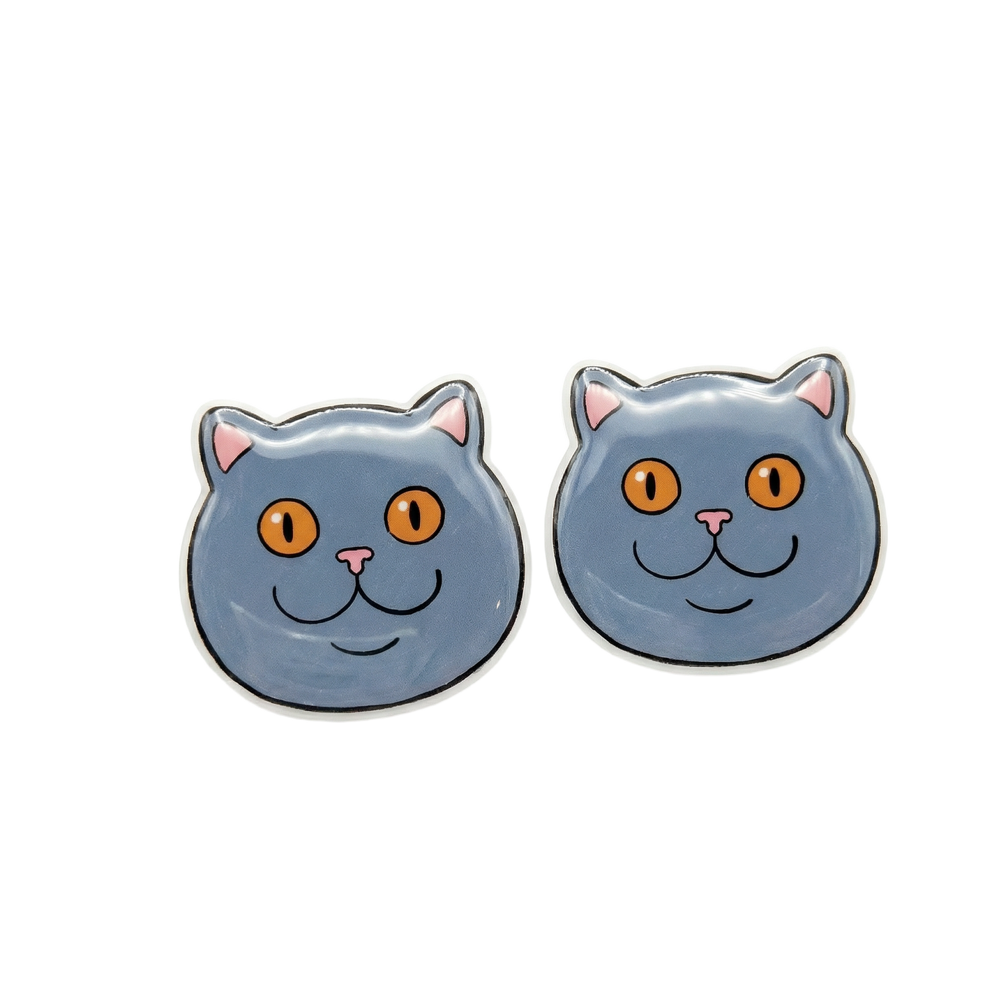 blue british shorthair cat stud earrings with hypoallergenic titanium posts - nickel-free for sensitive ears, cute gift