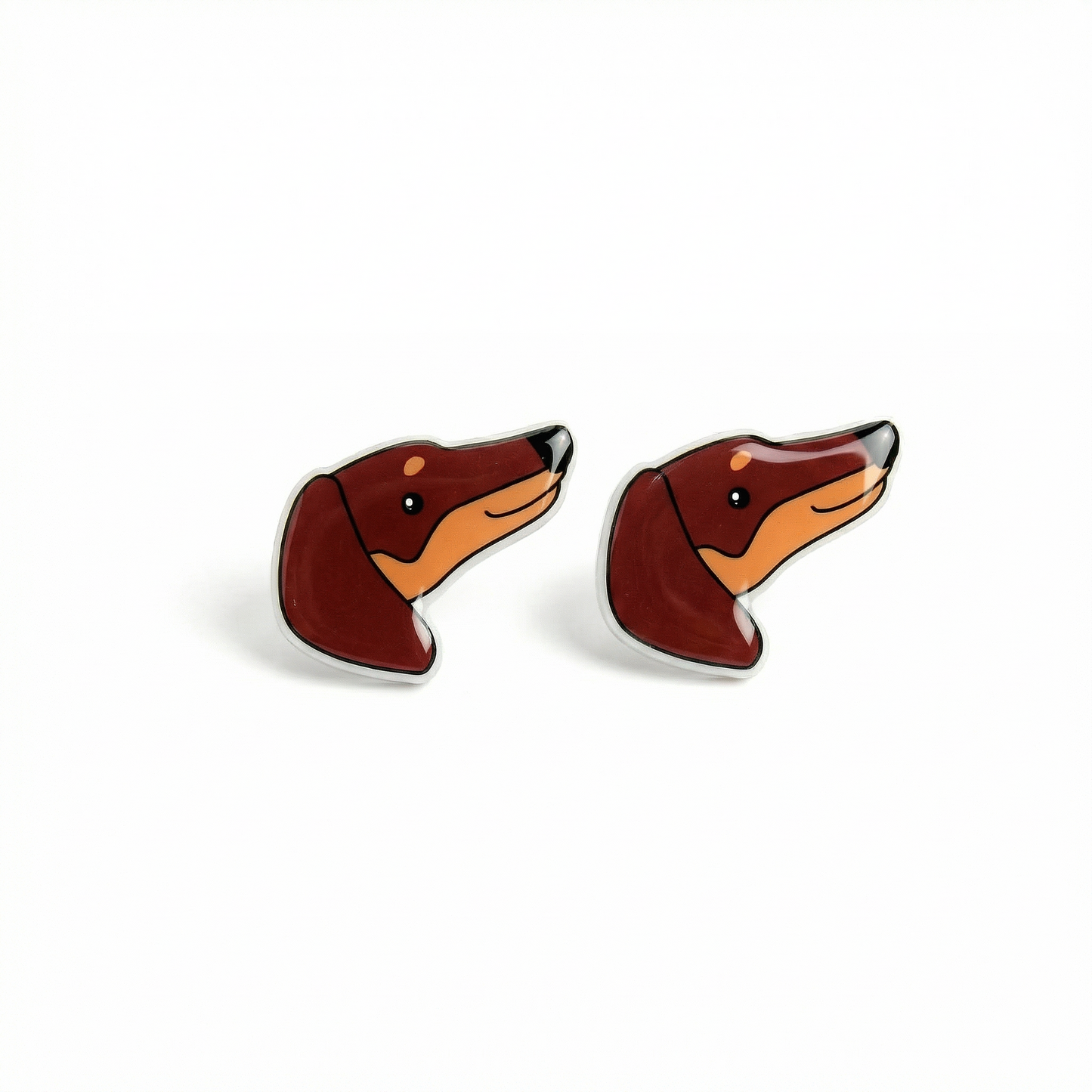 dachshund stud earrings with hypoallergenic titanium posts - nickel-free for sensitive ears, cute gift