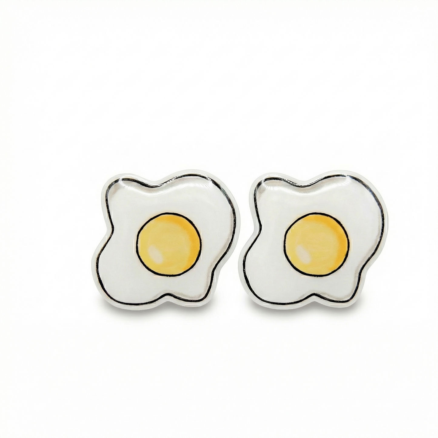 fried egg stud earrings with hypoallergenic titanium posts - nickel-free for sensitive ears, cute gift