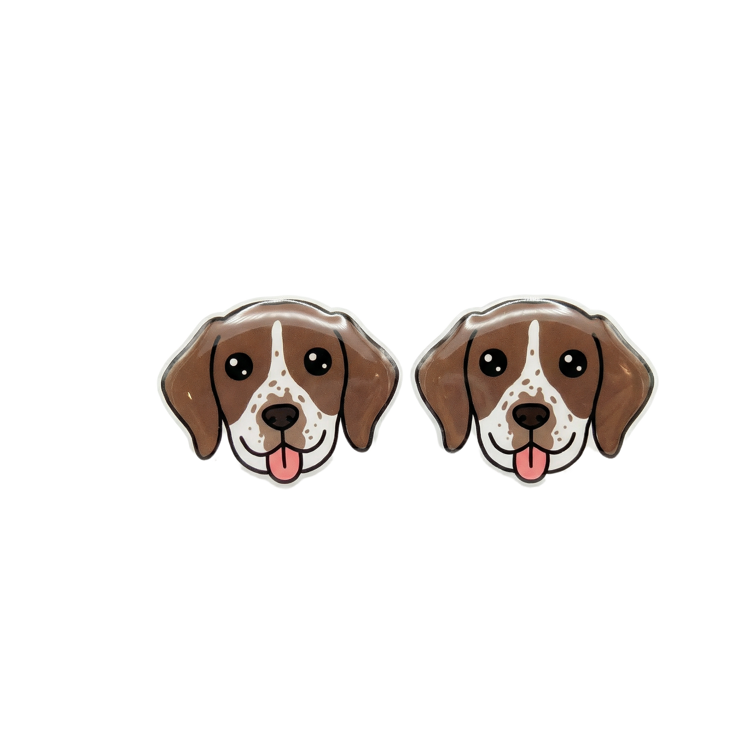pointer brown & white stud earrings with hypoallergenic titanium posts - nickel-free for sensitive ears, cute gift