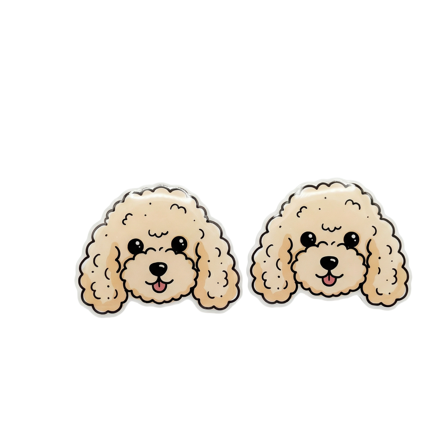 poodle cream stud earrings with hypoallergenic titanium posts - nickel-free for sensitive ears, cute gift