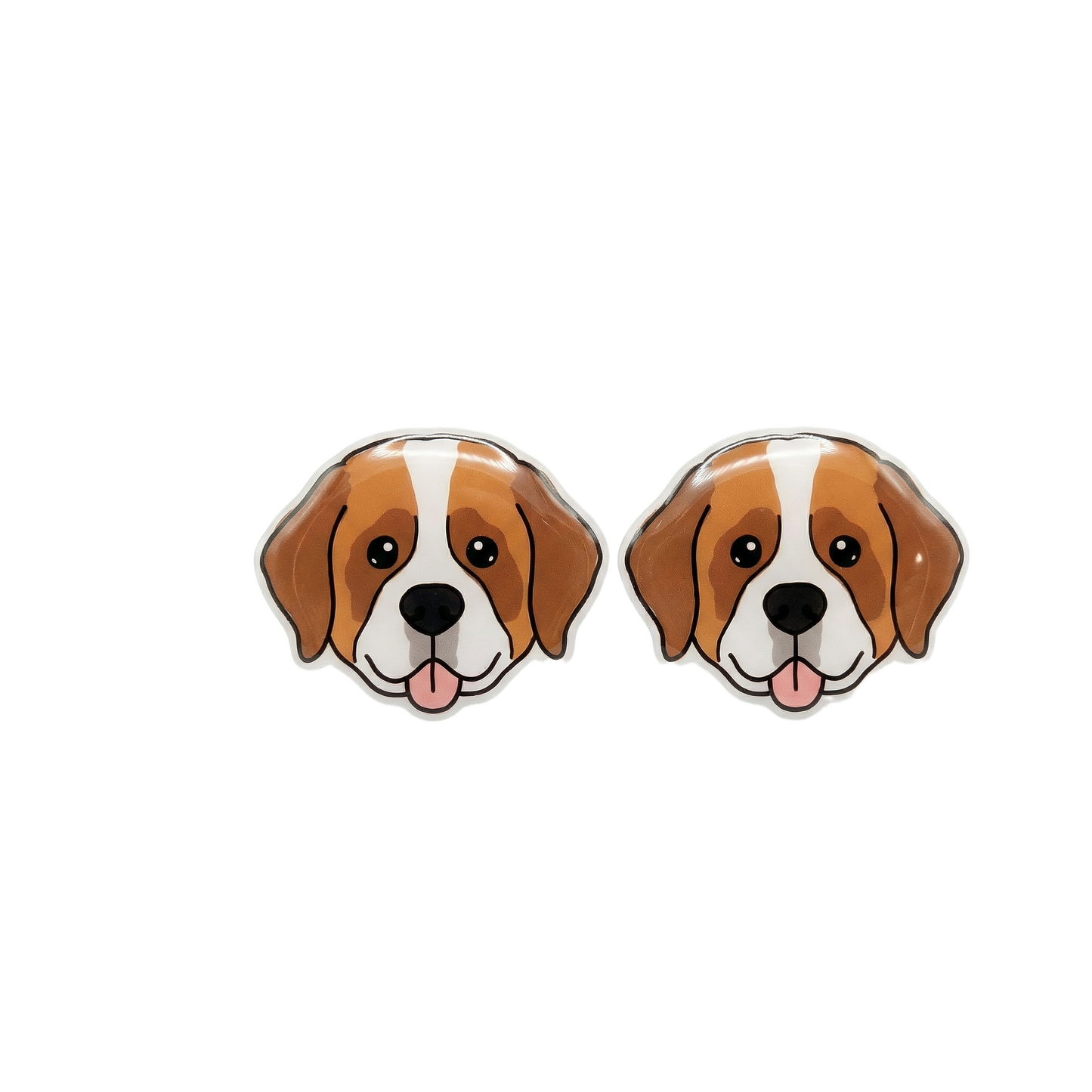 saint bernard brown & white titanium stud earringss with hypoallergenic titanium posts - nickel-free for sensitive ears, cute gift