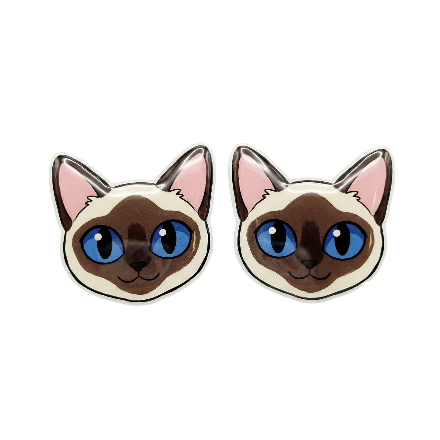 siamese cat stud earrings with blue eyes with hypoallergenic titanium posts - nickel-free for sensitive ears, cute gift