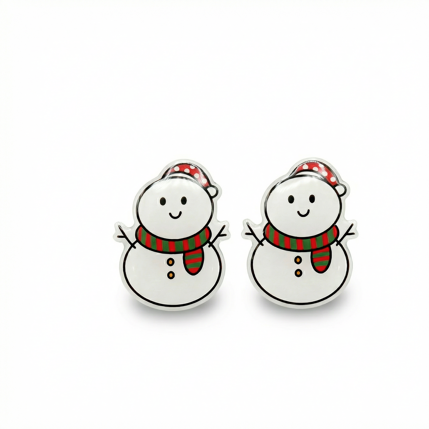 snowman stud earrings with hypoallergenic titanium posts - nickel-free for sensitive ears, cute gift