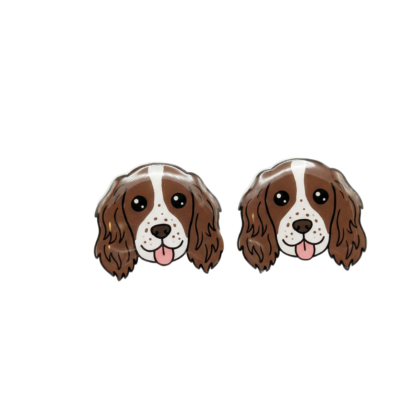 spaniel brown titanium stud earringss with hypoallergenic titanium posts - nickel-free for sensitive ears, cute gift