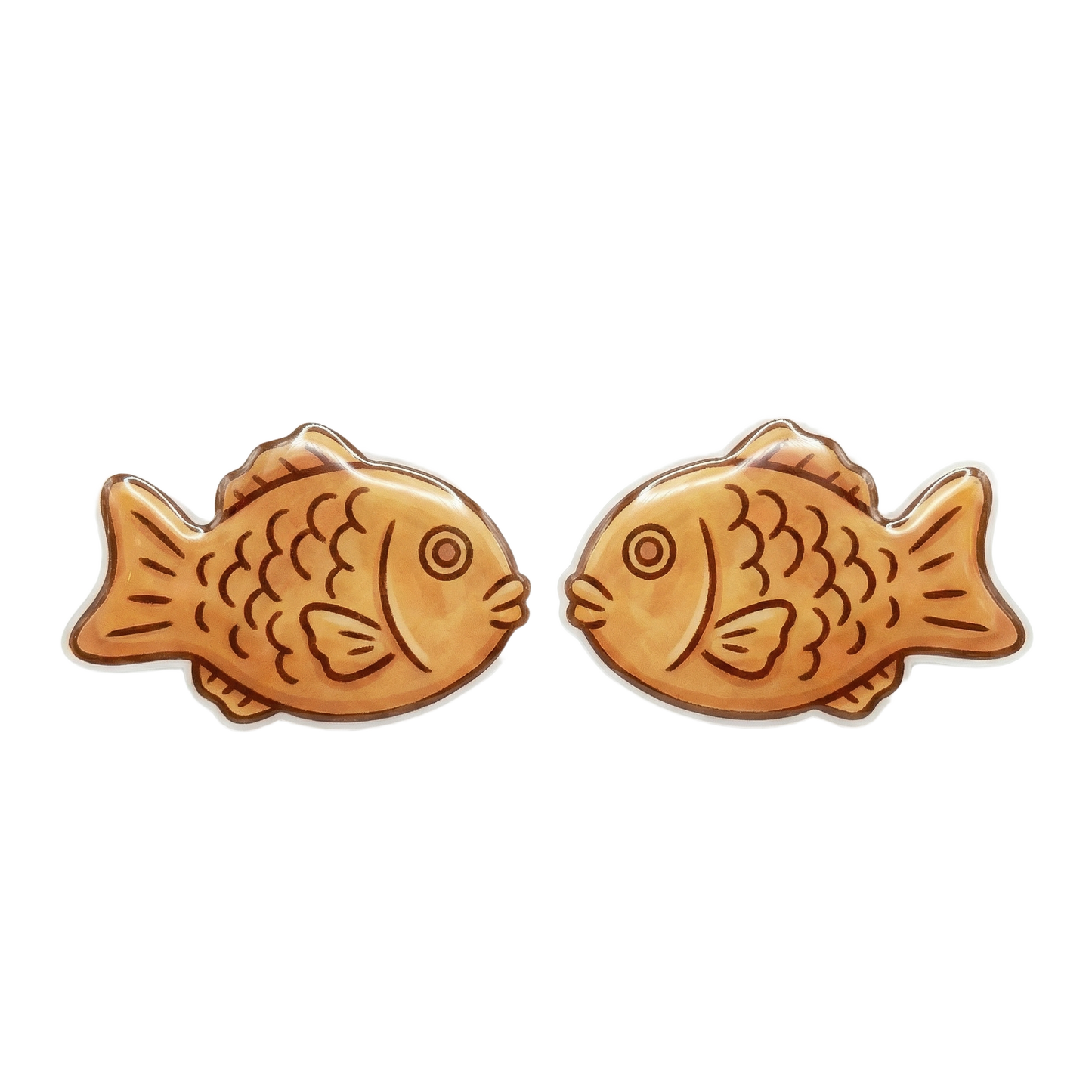 taiyaki fish titanium stud earringss with hypoallergenic titanium posts - nickel-free for sensitive ears, cute gift