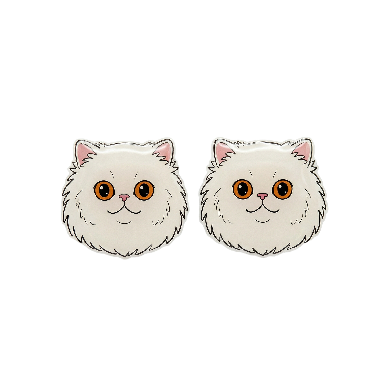 white persian cat titanium stud earringss with hypoallergenic titanium posts - nickel-free for sensitive ears, cute gift