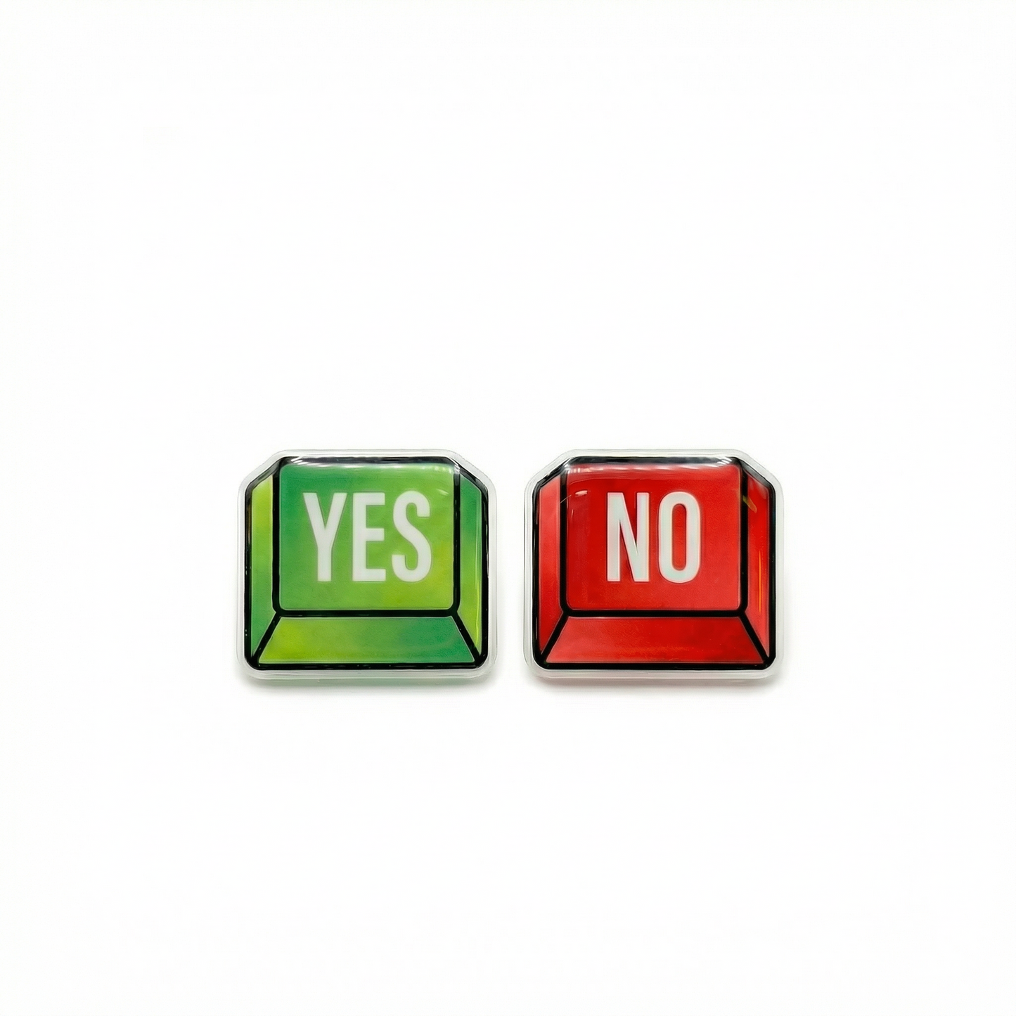 Yes and No button titanium post earrings