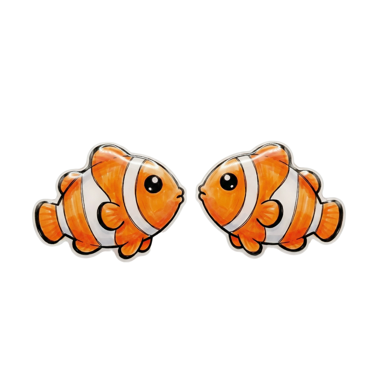 clownfish stud earrings with hypoallergenic titanium posts - nickel-free for sensitive ears, cute gift