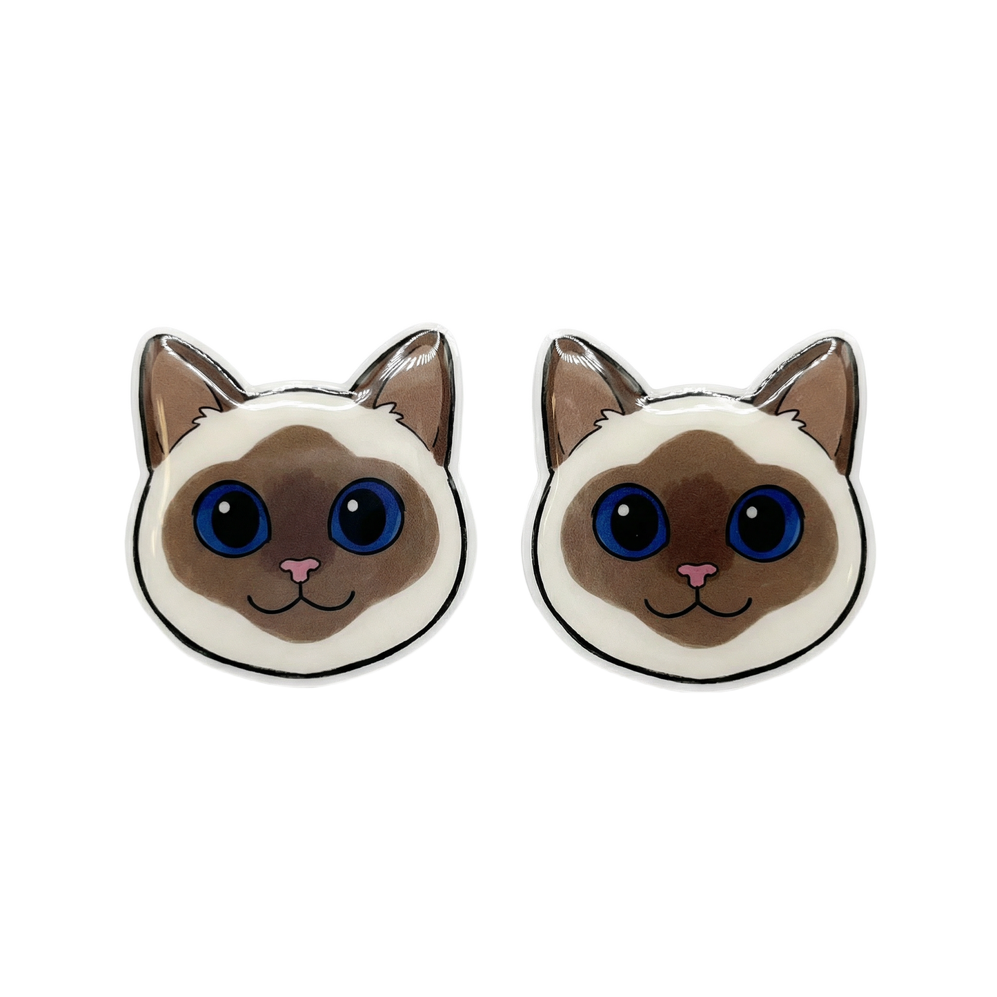 seal-point-siamese-cat-blue-eyes-titanium-stud-earrings stud earringss with hypoallergenic titanium posts - nickel-free for sensitive ears, cute gift