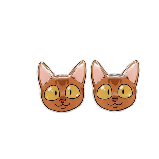 abyssinian cat stud earrings with hypoallergenic titanium posts - nickel-free for sensitive ears, cute gift