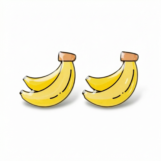 banana stud earrings with hypoallergenic titanium posts - nickel-free for sensitive ears, cute gift