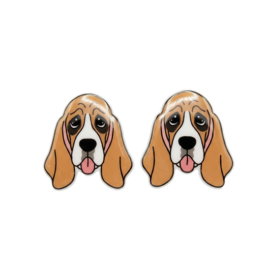 basset hound stud earrings with hypoallergenic titanium posts - nickel-free for sensitive ears, cute gift