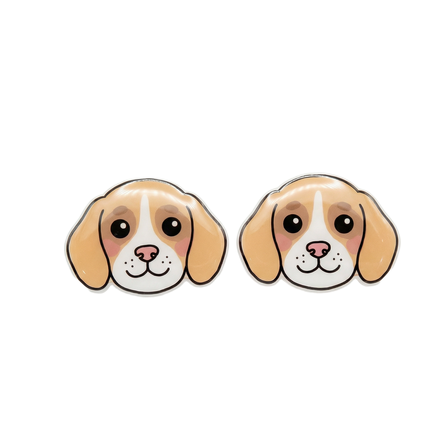 beagle tan stud earrings with hypoallergenic titanium posts - nickel-free for sensitive ears, cute gift