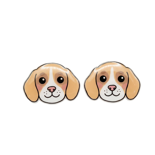 beagle tan stud earrings with hypoallergenic titanium posts - nickel-free for sensitive ears, cute gift