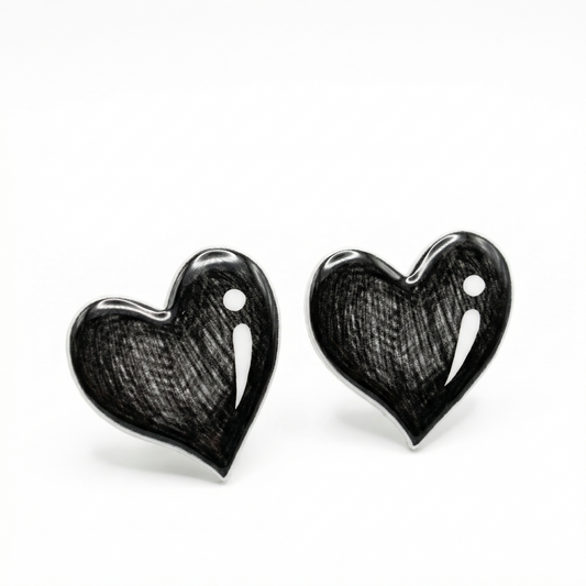 black heart stud earrings with hypoallergenic titanium posts - nickel-free for sensitive ears, cute gift