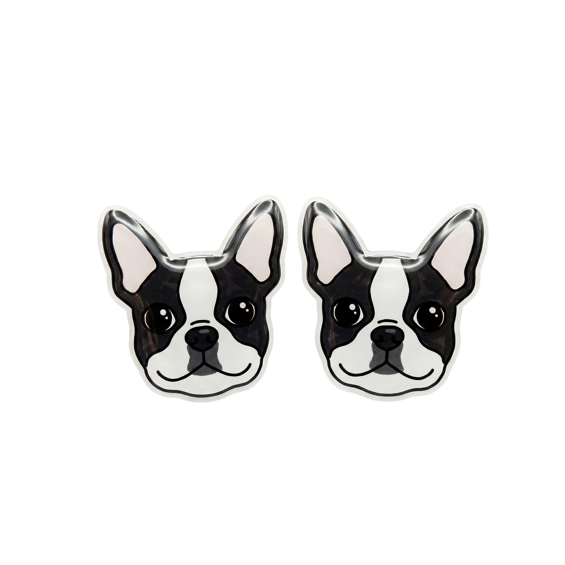 black & white boston terrier stud earrings with hypoallergenic titanium posts - nickel-free for sensitive ears, cute gift