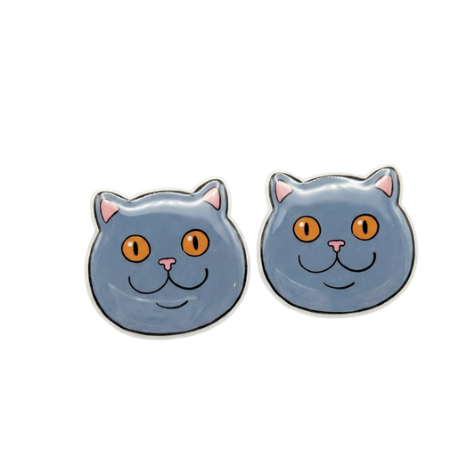 blue british shorthair cat stud earrings with hypoallergenic titanium posts - nickel-free for sensitive ears, cute gift