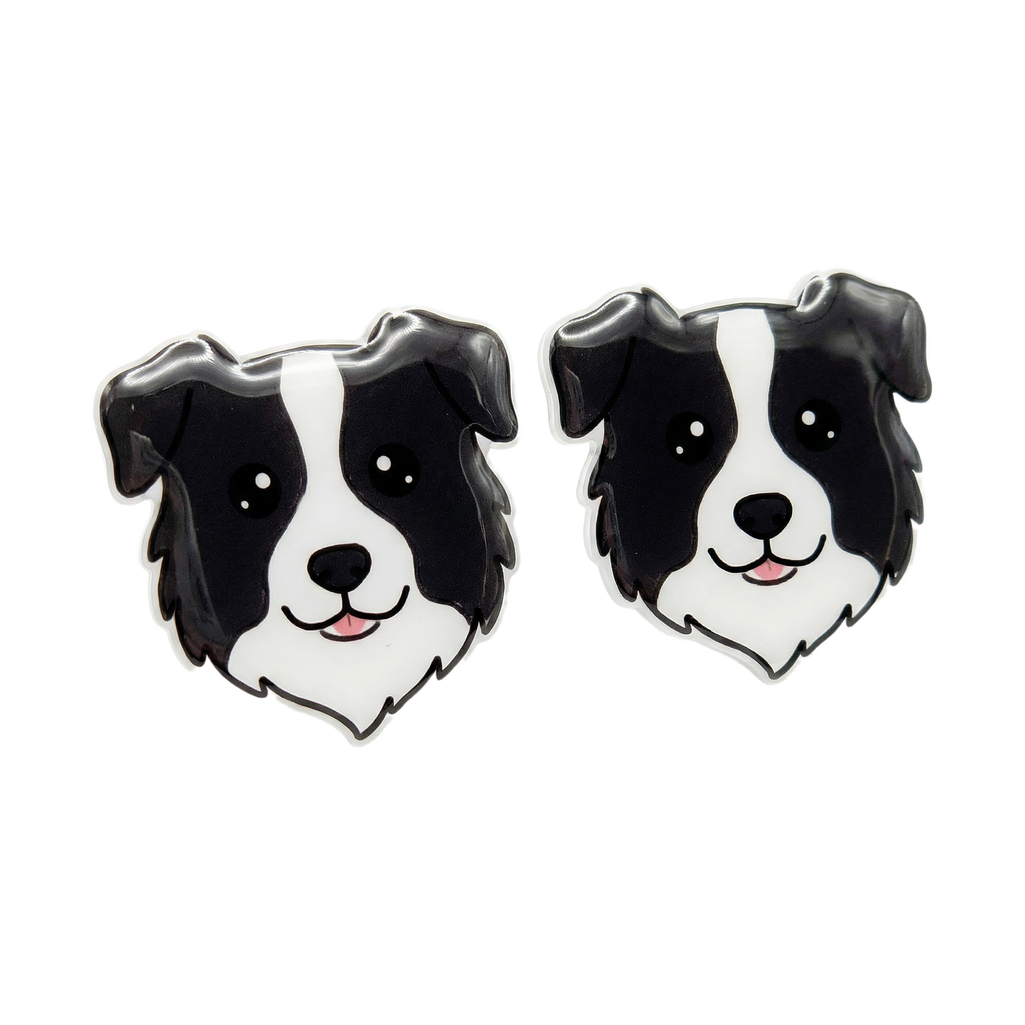 border collie stud earrings with hypoallergenic titanium posts - nickel-free for sensitive ears, cute gift