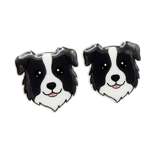 border collie stud earrings with hypoallergenic titanium posts - nickel-free for sensitive ears, cute gift
