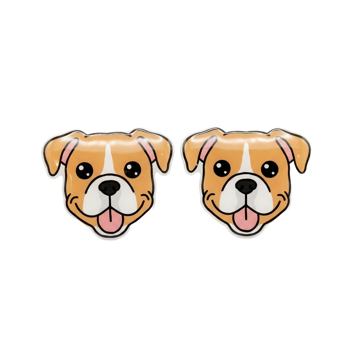 boxer fawn white stud earrings with hypoallergenic titanium posts - nickel-free for sensitive ears, cute gift