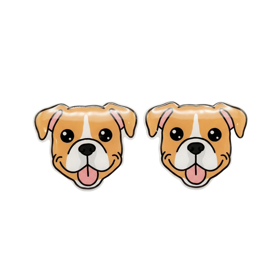 boxer fawn white stud earrings with hypoallergenic titanium posts - nickel-free for sensitive ears, cute gift