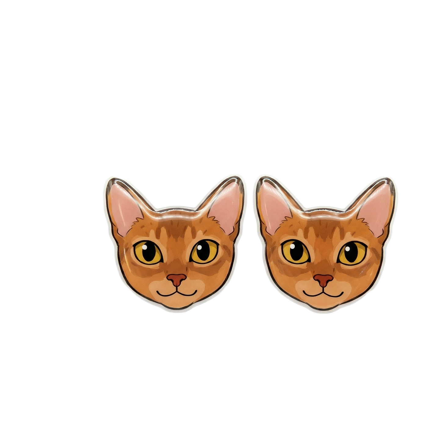 brown tabby cat stud earrings with hypoallergenic titanium posts - nickel-free for sensitive ears, cute gift