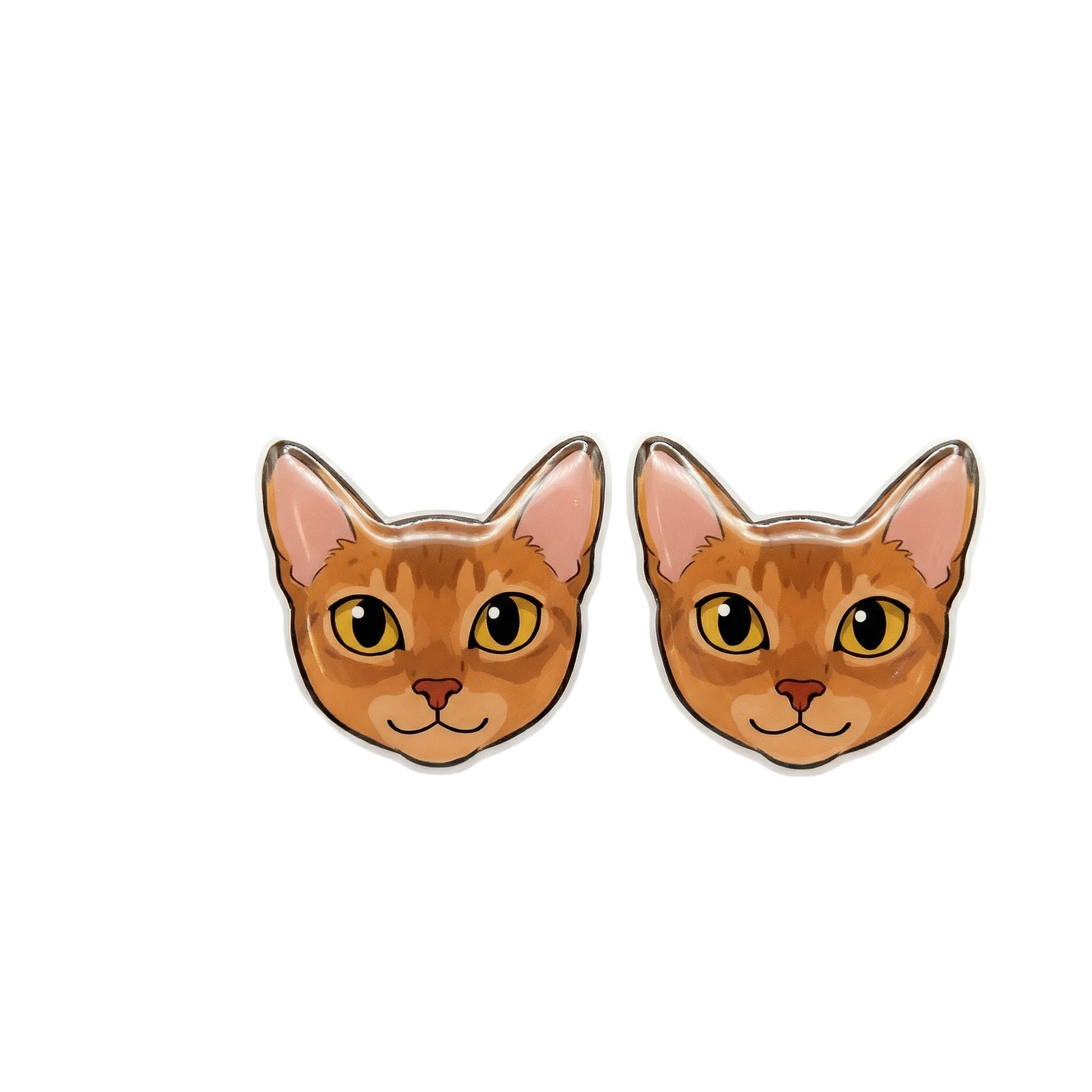 brown tabby cat stud earrings with hypoallergenic titanium posts - nickel-free for sensitive ears, cute gift