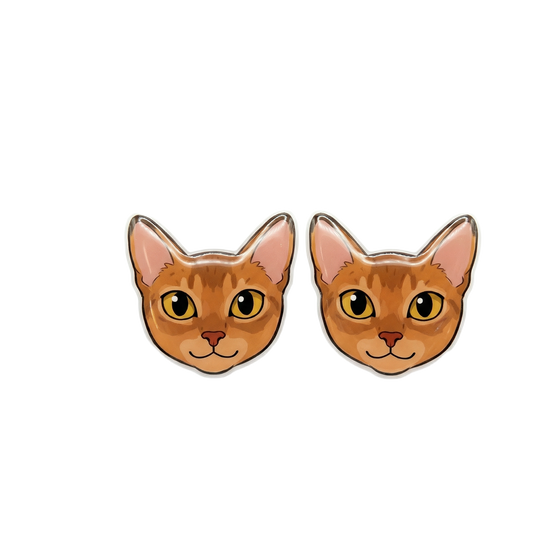brown tabby cat stud earrings with hypoallergenic titanium posts - nickel-free for sensitive ears, cute gift