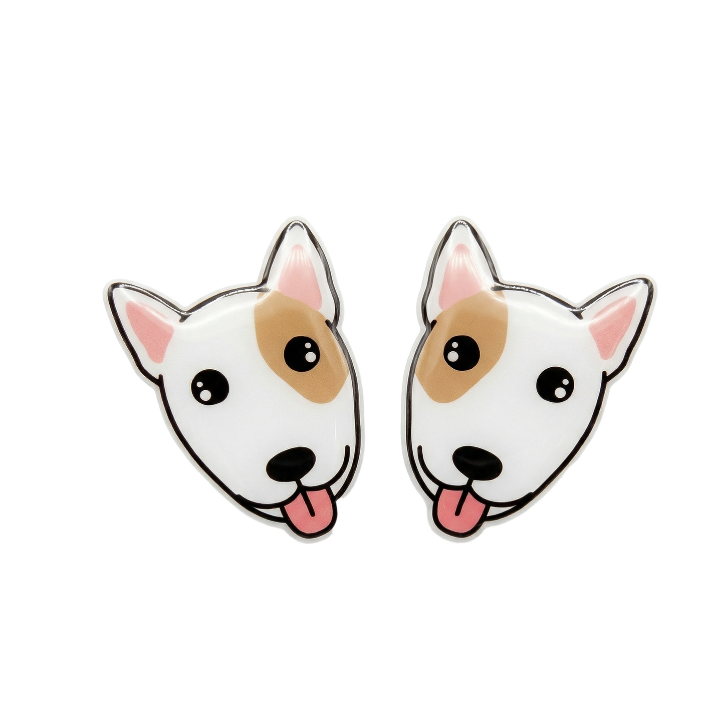 bull terrier white tan stud earrings with hypoallergenic titanium posts - nickel-free for sensitive ears, cute gift