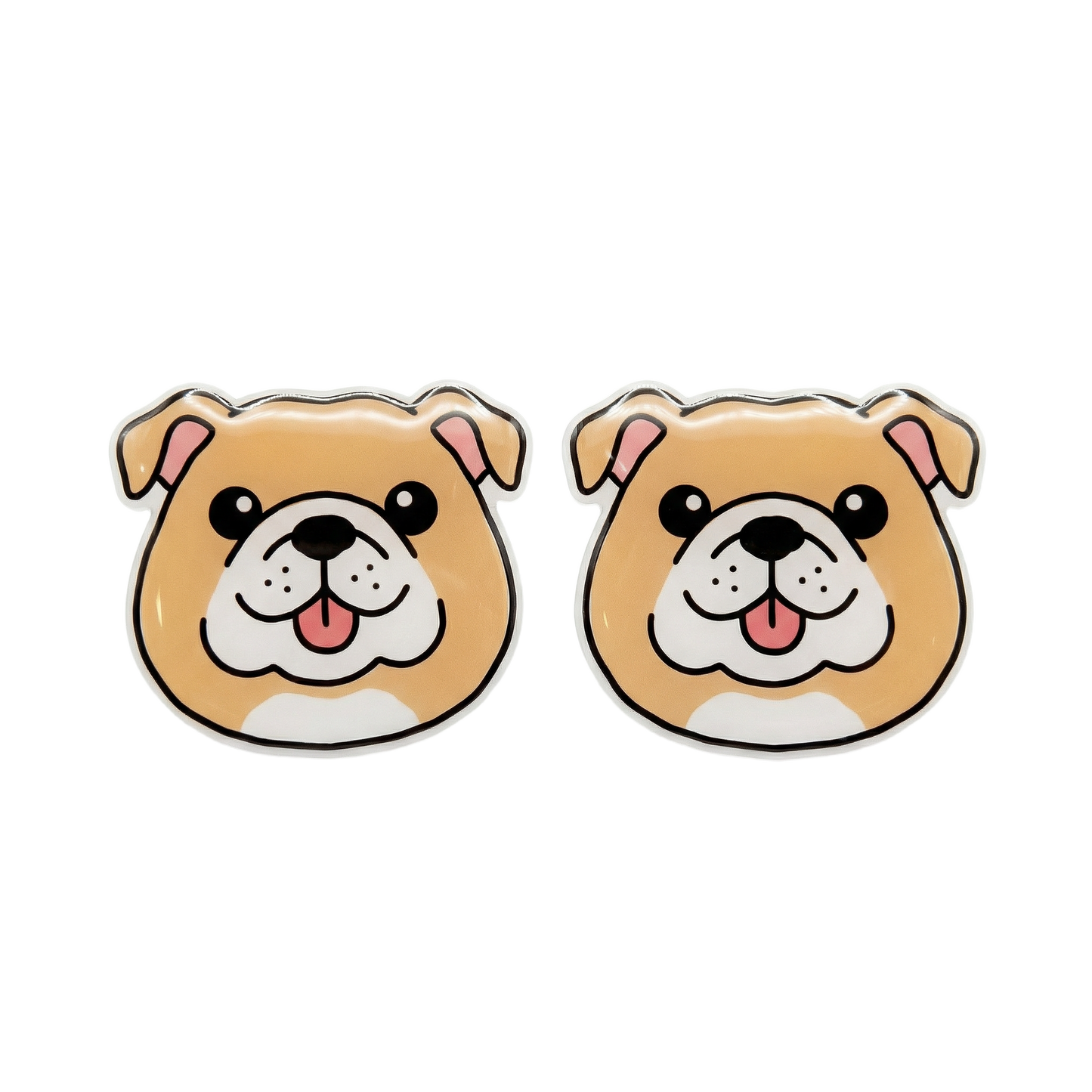 bulldog tan white stud earrings with hypoallergenic titanium posts - nickel-free for sensitive ears, cute gift