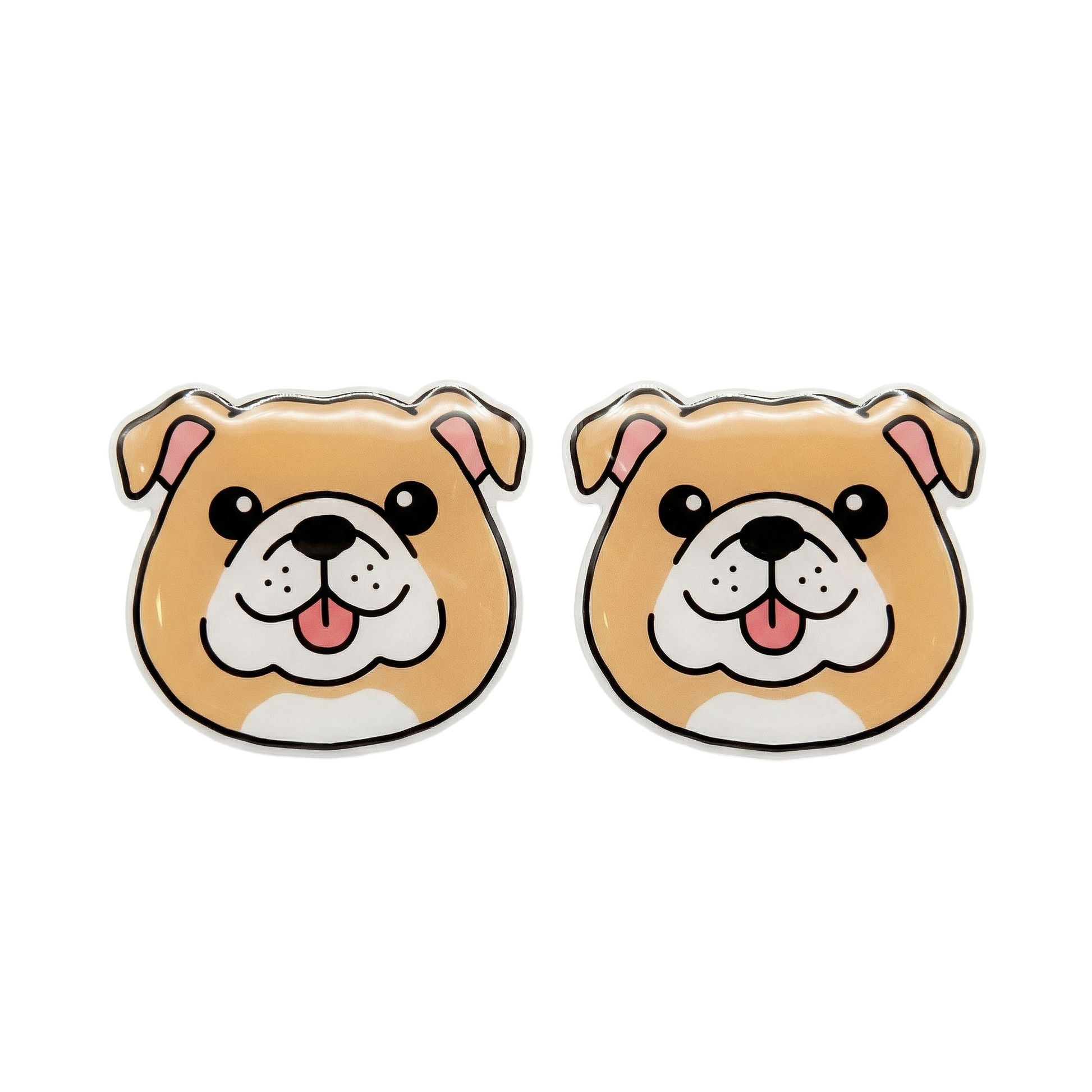 bulldog tan white stud earrings with hypoallergenic titanium posts - nickel-free for sensitive ears, cute gift