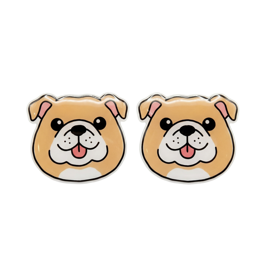 bulldog tan white stud earrings with hypoallergenic titanium posts - nickel-free for sensitive ears, cute gift
