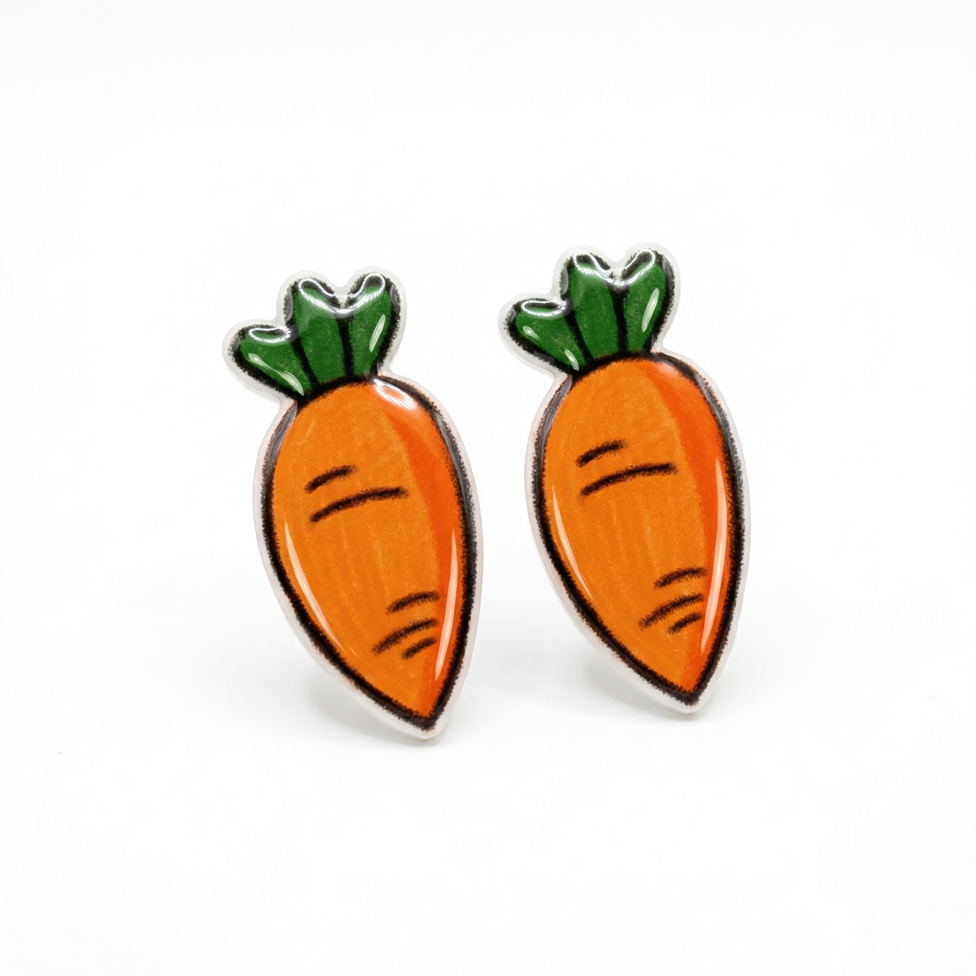 carrot stud earrings with hypoallergenic titanium posts - nickel-free for sensitive ears, cute gift