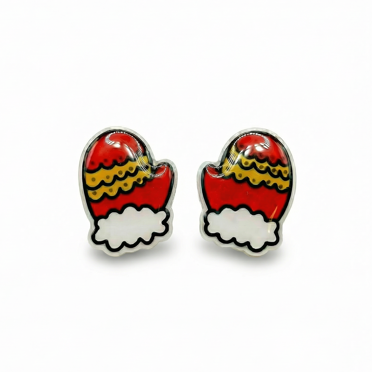 christmas mitten stud earrings with hypoallergenic titanium posts - nickel-free for sensitive ears, cute gift