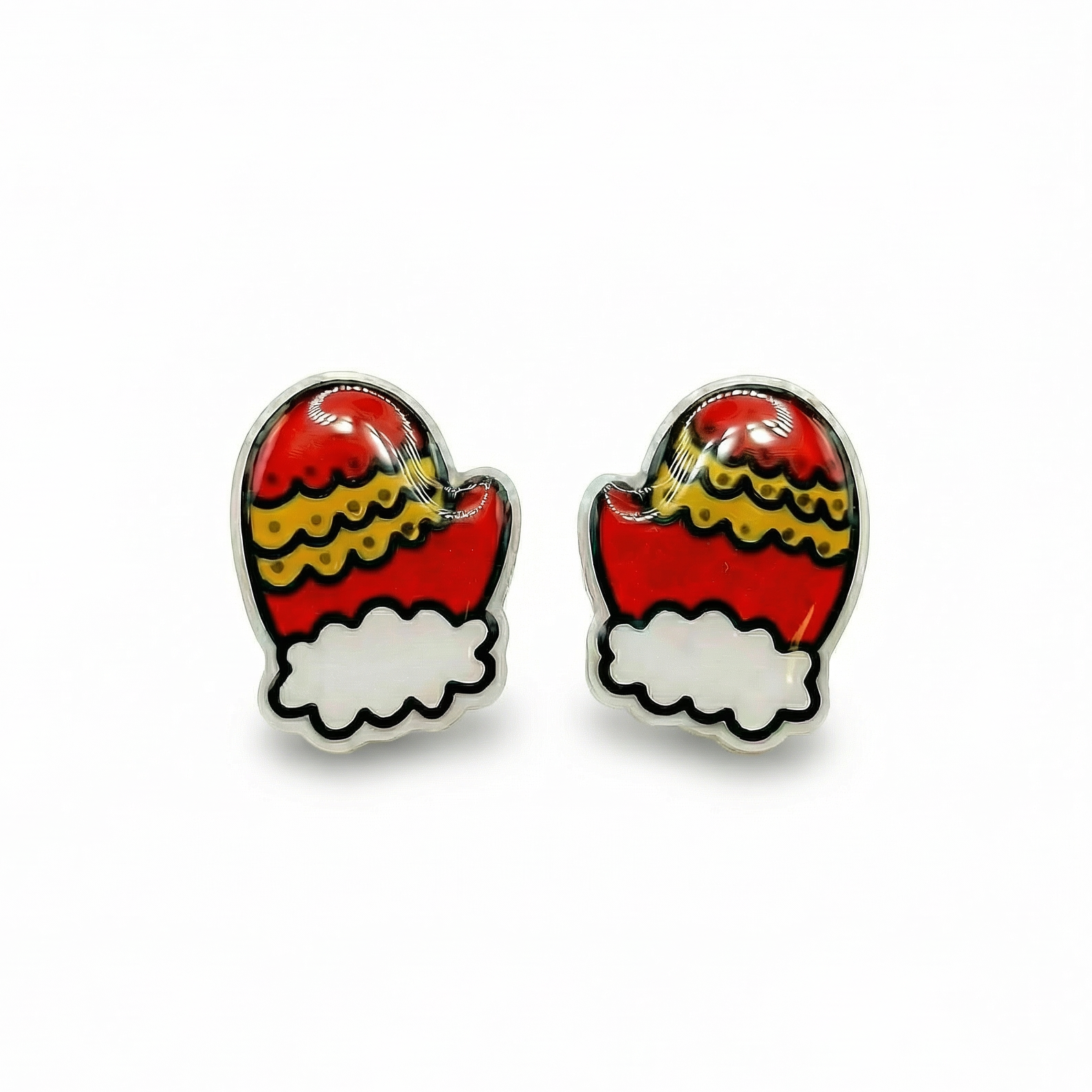 christmas mitten stud earrings with hypoallergenic titanium posts - nickel-free for sensitive ears, cute gift