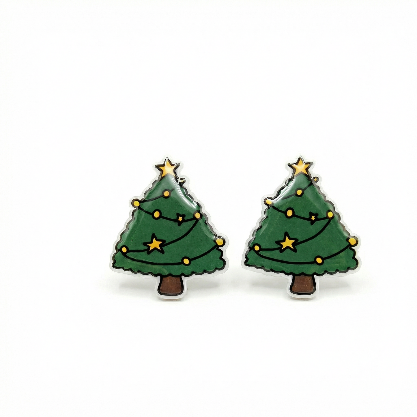 christmas tree stud earrings with hypoallergenic titanium posts - nickel-free for sensitive ears, cute gift