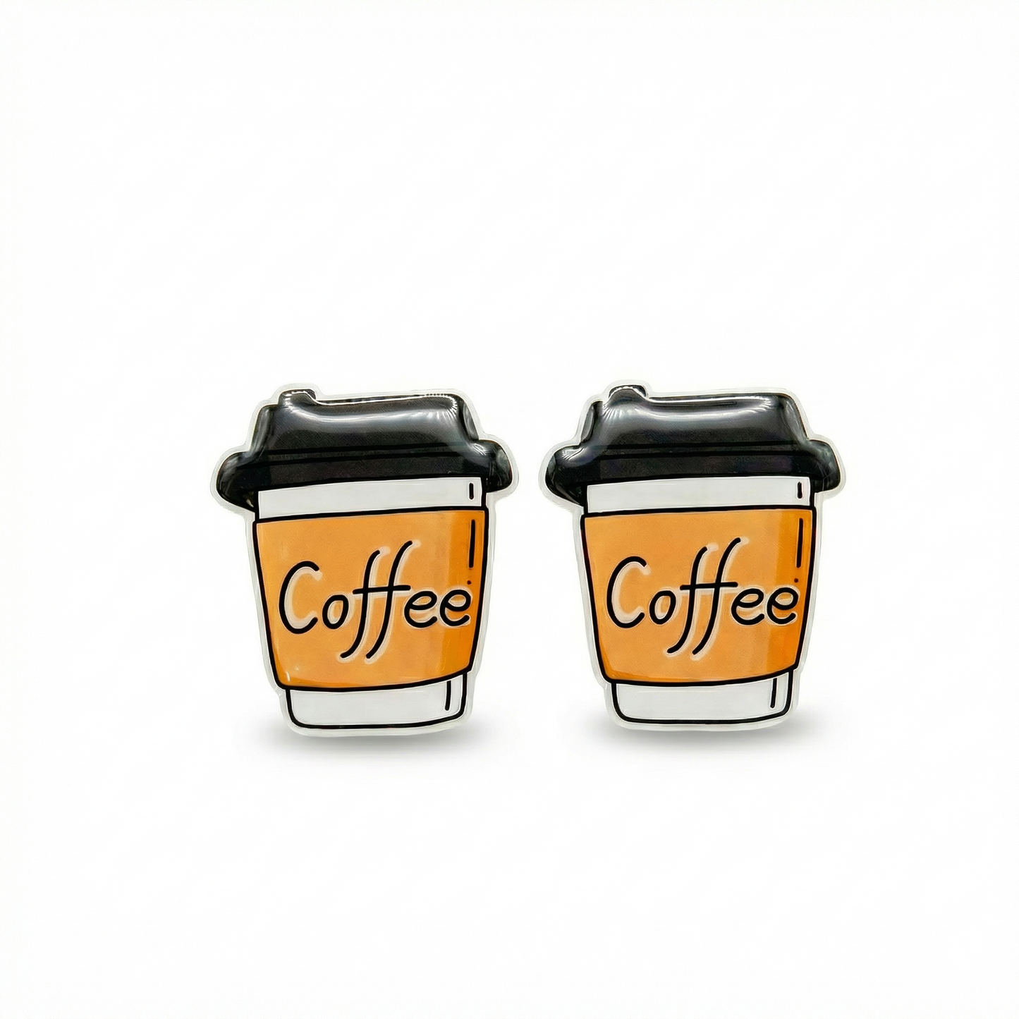 coffee cup stud earrings with hypoallergenic titanium posts - nickel-free for sensitive ears, cute gift