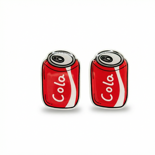 cola soda can stud earrings with hypoallergenic titanium posts - nickel-free for sensitive ears, cute gift