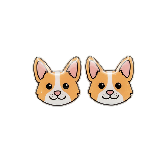 corgi orange stud earrings with hypoallergenic titanium posts - nickel-free for sensitive ears, cute gift