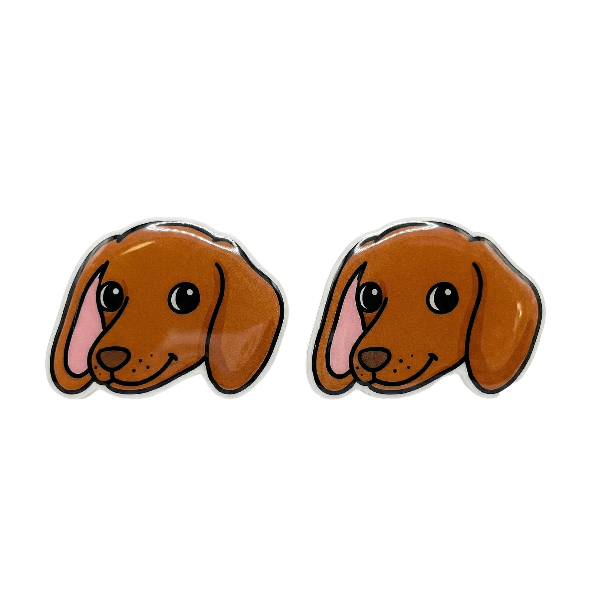 dachshund brown stud earrings with hypoallergenic titanium posts - nickel-free for sensitive ears, cute gift