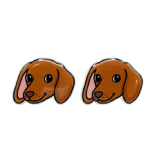 dachshund brown stud earrings with hypoallergenic titanium posts - nickel-free for sensitive ears, cute gift