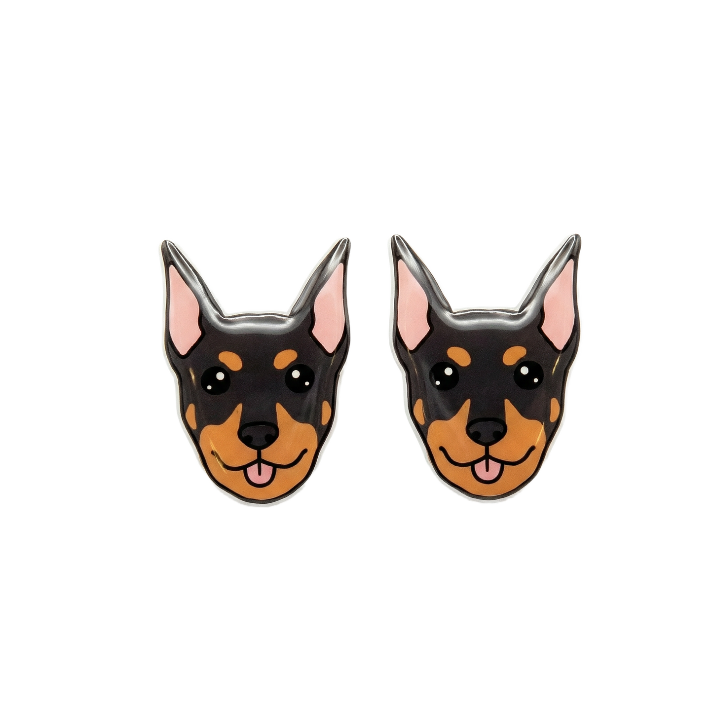 doberman black & tan stud earrings with hypoallergenic titanium posts - nickel-free for sensitive ears, cute gift