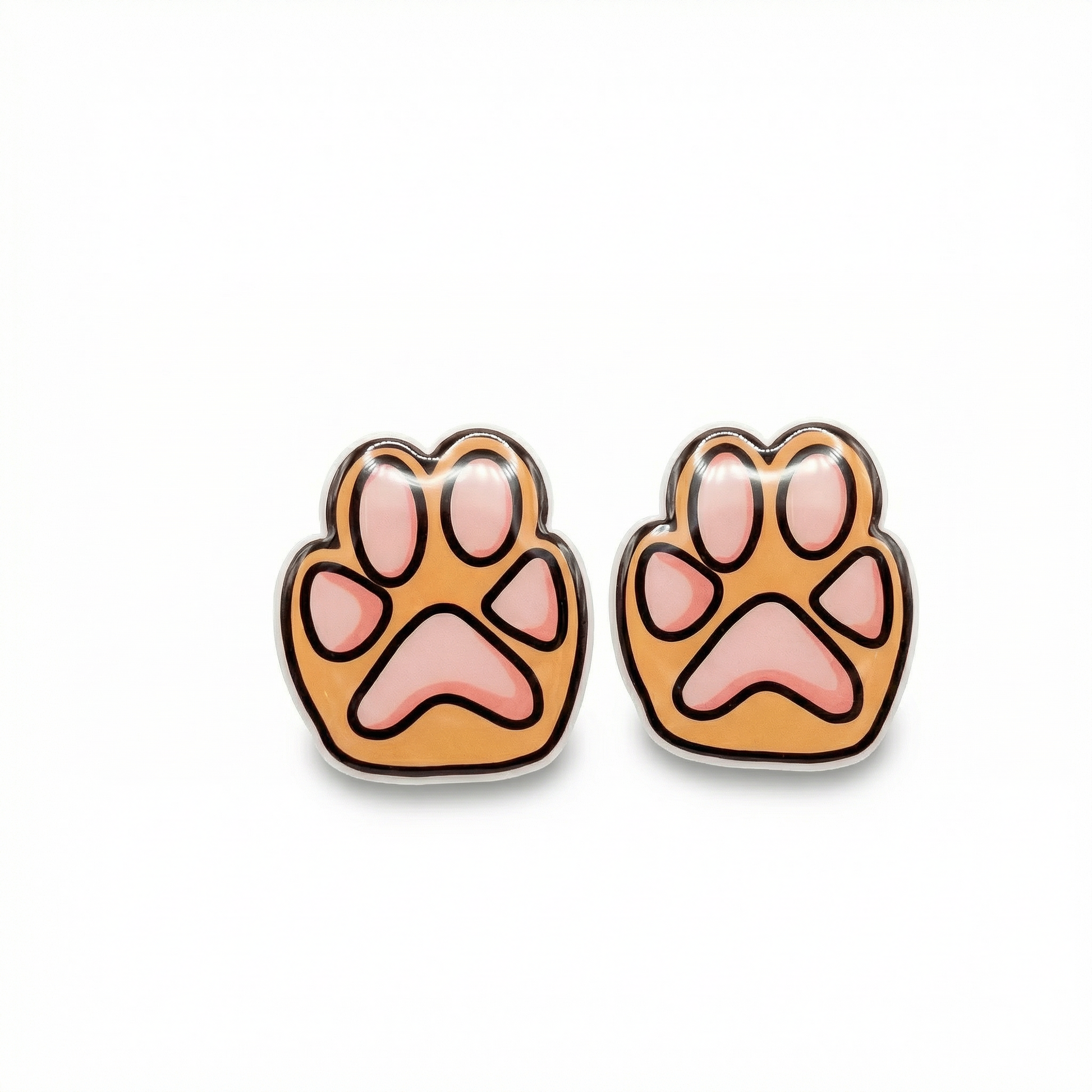 Paw print earrings on a white background