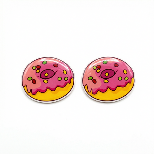 pink donut stud earrings with hypoallergenic titanium posts - nickel-free for sensitive ears, cute gift