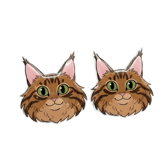 fluffy brown maine coon cat stud earrings with hypoallergenic titanium posts - nickel-free for sensitive ears, cute gift