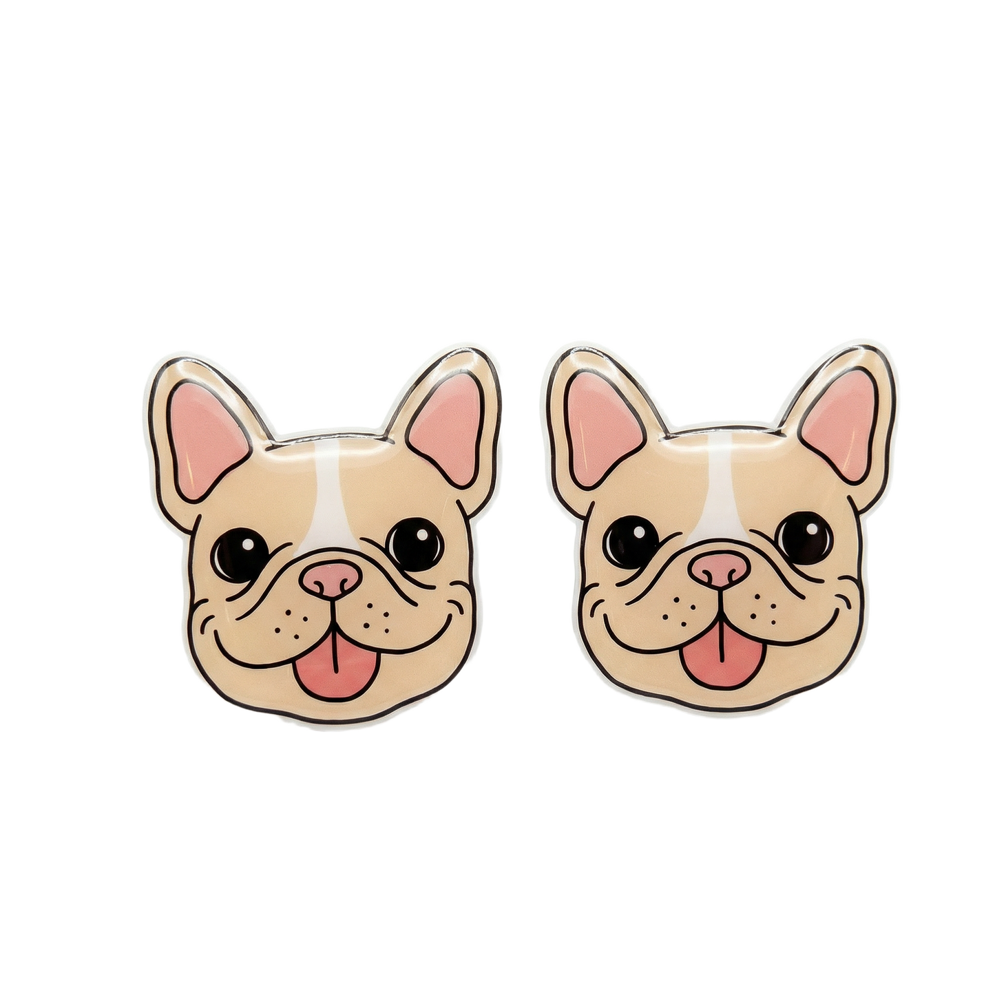 french bulldog cream stud earrings with hypoallergenic titanium posts - nickel-free for sensitive ears, cute gift