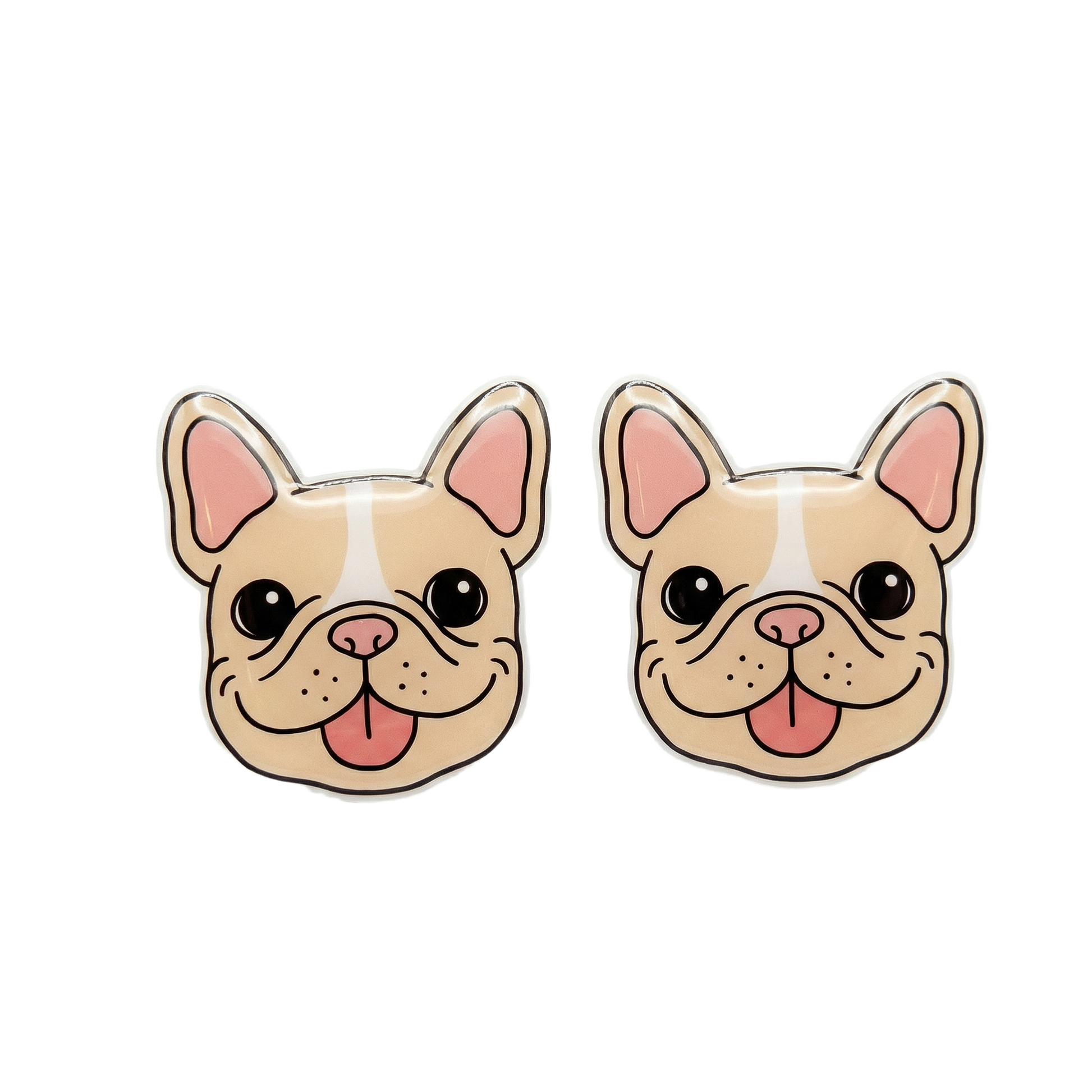 french bulldog cream stud earrings with hypoallergenic titanium posts - nickel-free for sensitive ears, cute gift